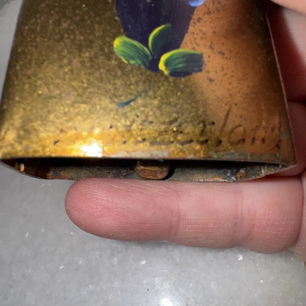 Mini Vintage Hand Painted Brass Cow Goat Sheep Dog Bell ES003 Switzerland
